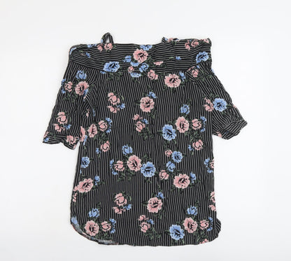 Womens UK Size 6 Select Black Basic Button-Up