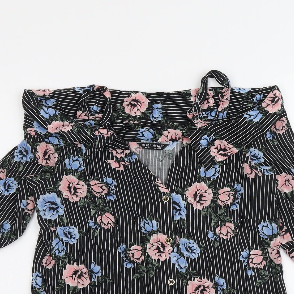 Womens UK Size 6 Select Black Basic Button-Up