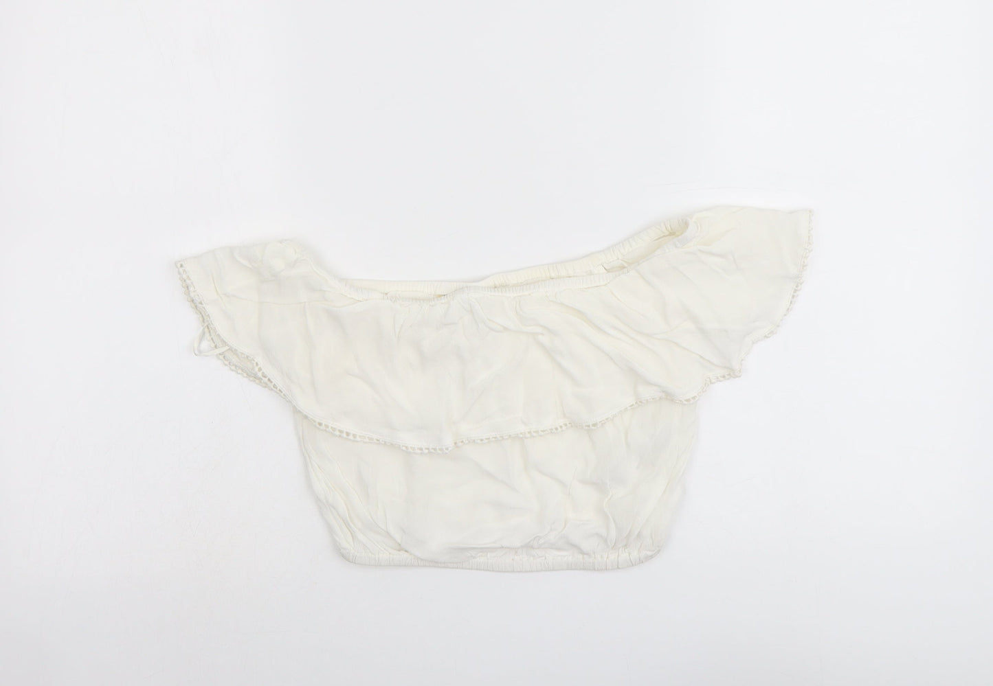 Miss Selfridge Womens Ivory Viscose Cropped Tank Size 6 Off the Shoulder