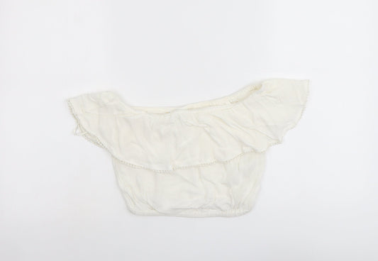 Miss Selfridge Womens Ivory Viscose Cropped Tank Size 6 Off the Shoulder
