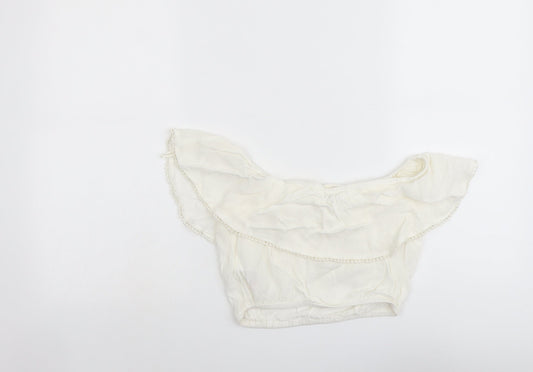 Miss Selfridge Womens Ivory Viscose Cropped Tank Size 6 Off the Shoulder