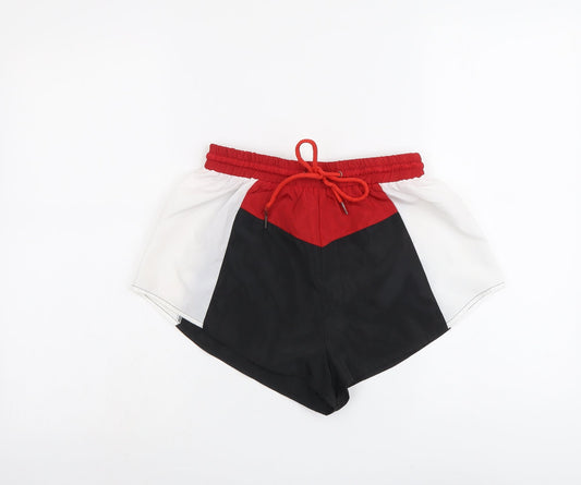 PRETTYLITTLETHING Womens Multicoloured Striped Polyester Sweat Shorts Size 6 L3 in Regular Drawstring