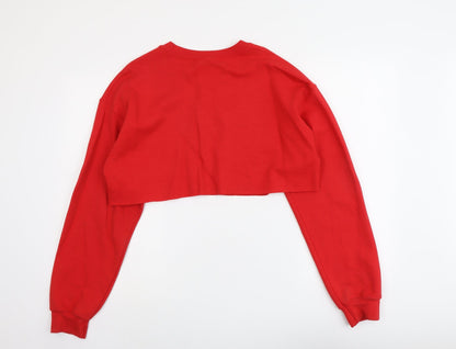 PRETTYLITTLETHING Womens Red Cotton Pullover Sweatshirt Size S Pullover