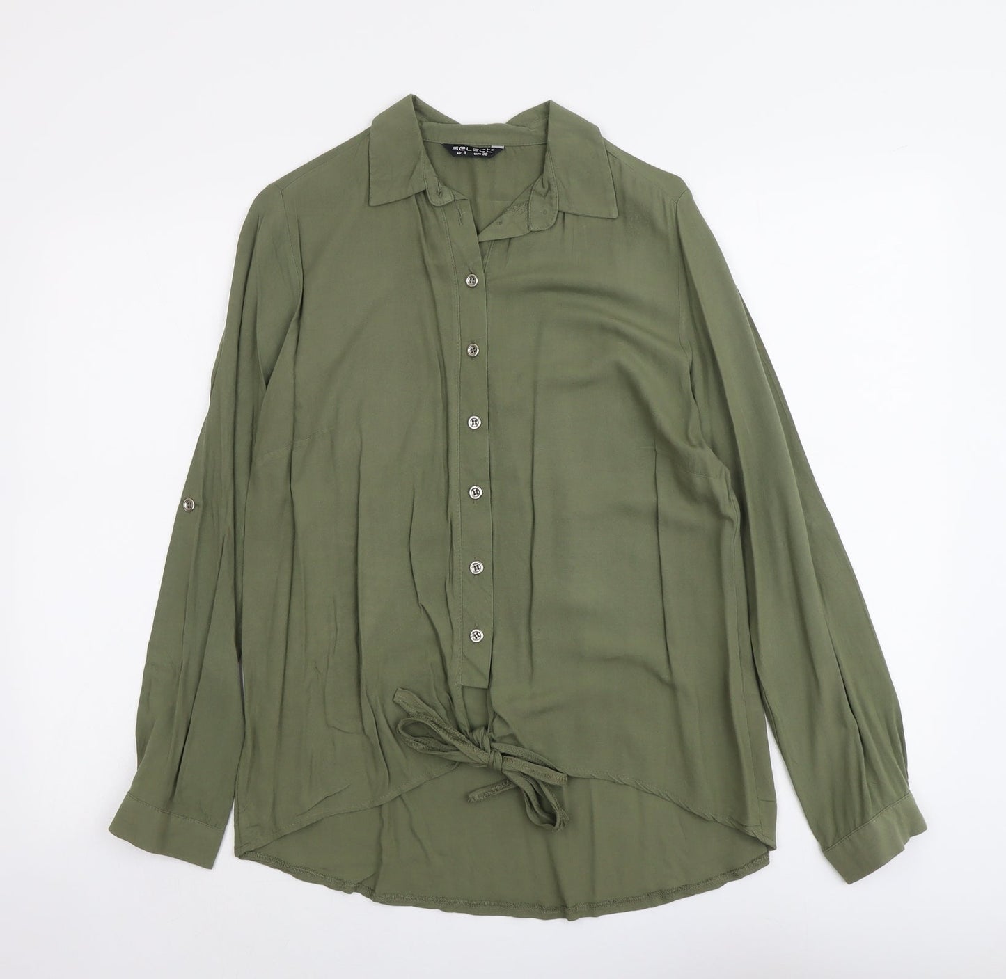 Womens UK Size 8 Select Green Basic Button-Up