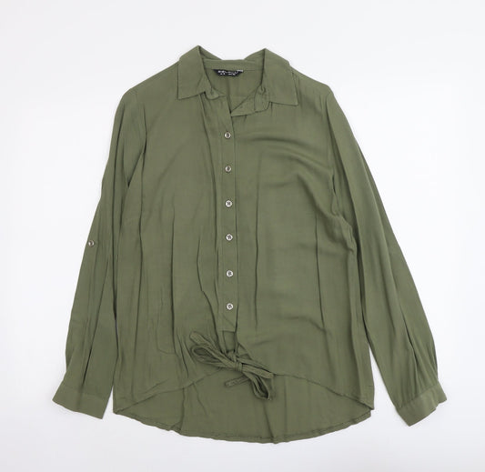 Womens UK Size 8 Select Green Basic Button-Up