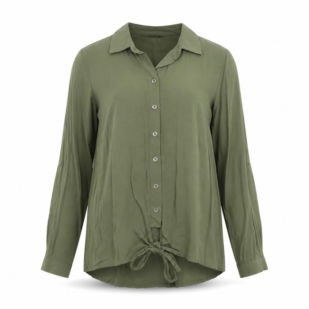 Womens UK Size 8 Select Green Basic Button-Up