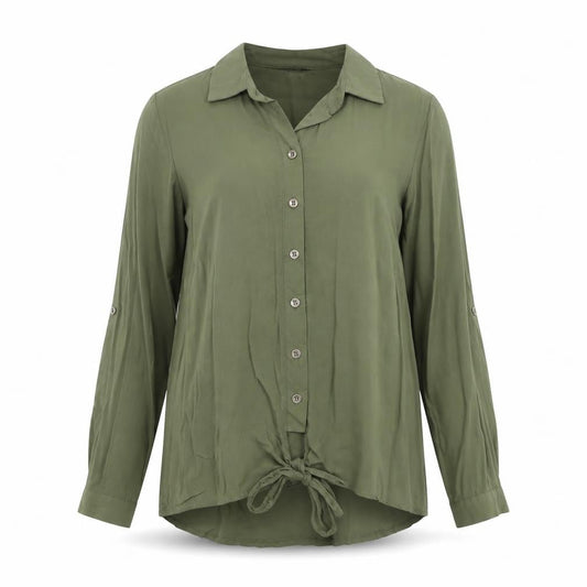 Womens UK Size 8 Select Green Basic Button-Up