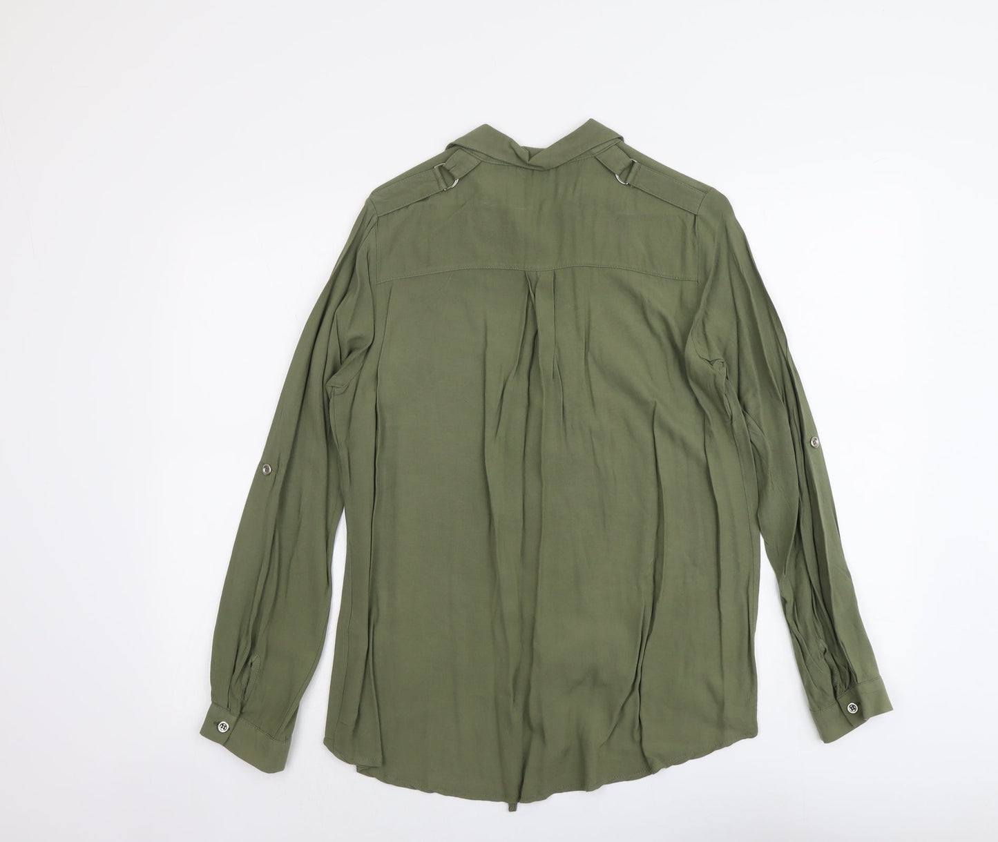 Womens UK Size 8 Select Green Basic Button-Up