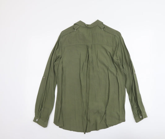 Womens UK Size 8 Select Green Basic Button-Up