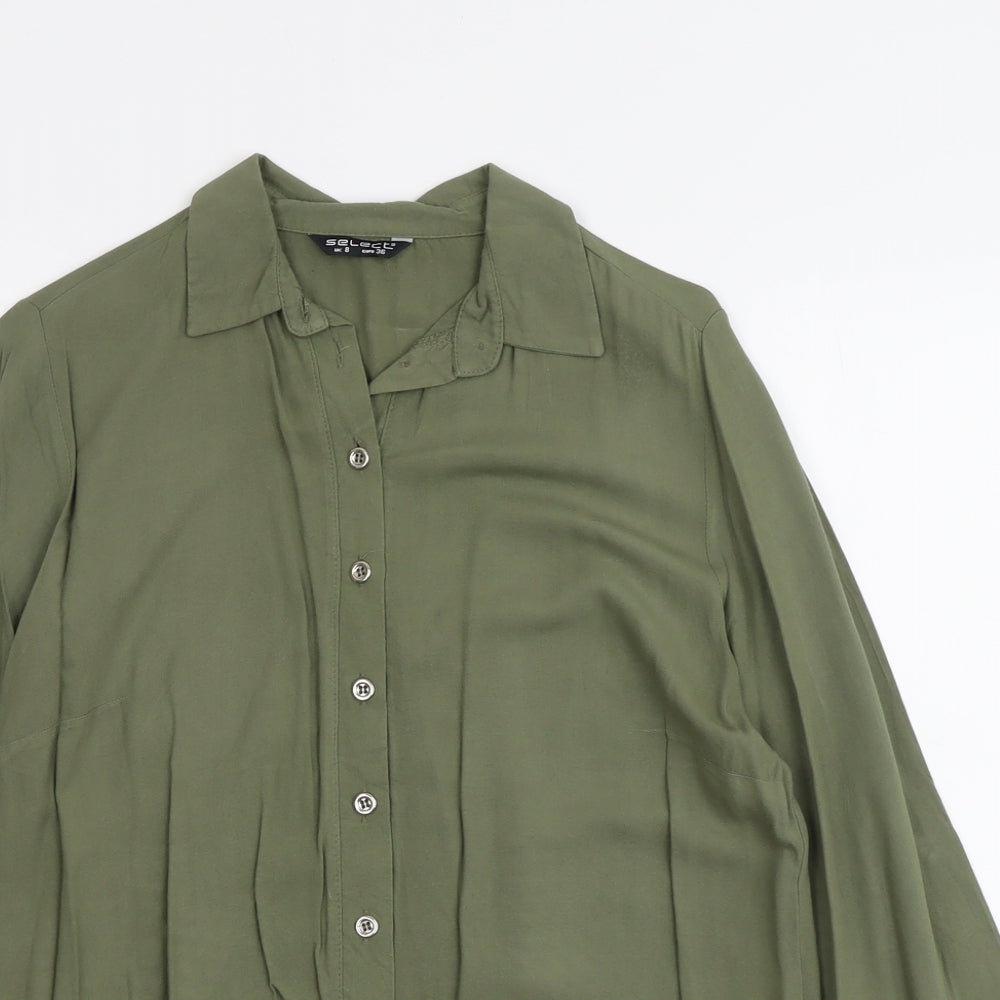 Womens UK Size 8 Select Green Basic Button-Up