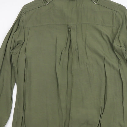 Womens UK Size 8 Select Green Basic Button-Up