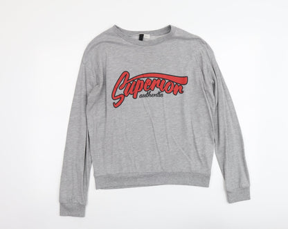 H&M Womens Grey Cotton Pullover Sweatshirt Size M Pullover - Superior