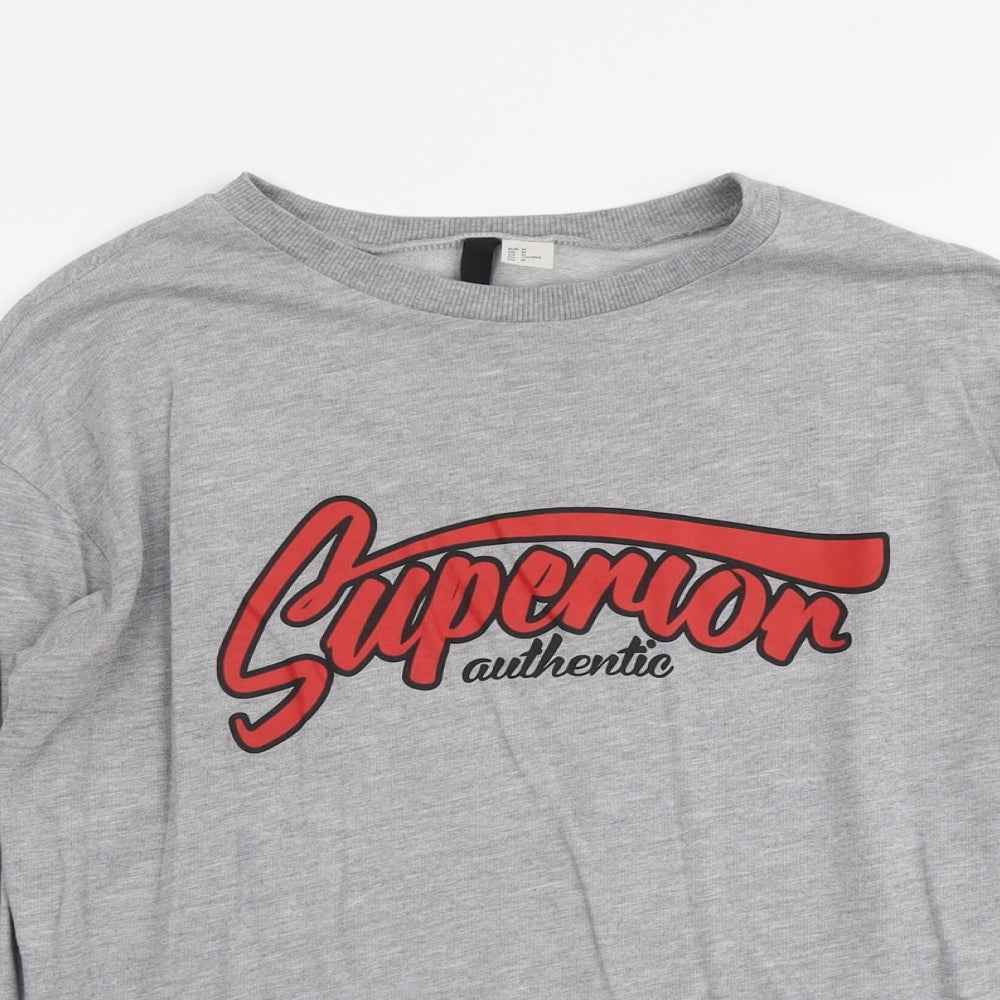 H&M Womens Grey Cotton Pullover Sweatshirt Size M Pullover - Superior