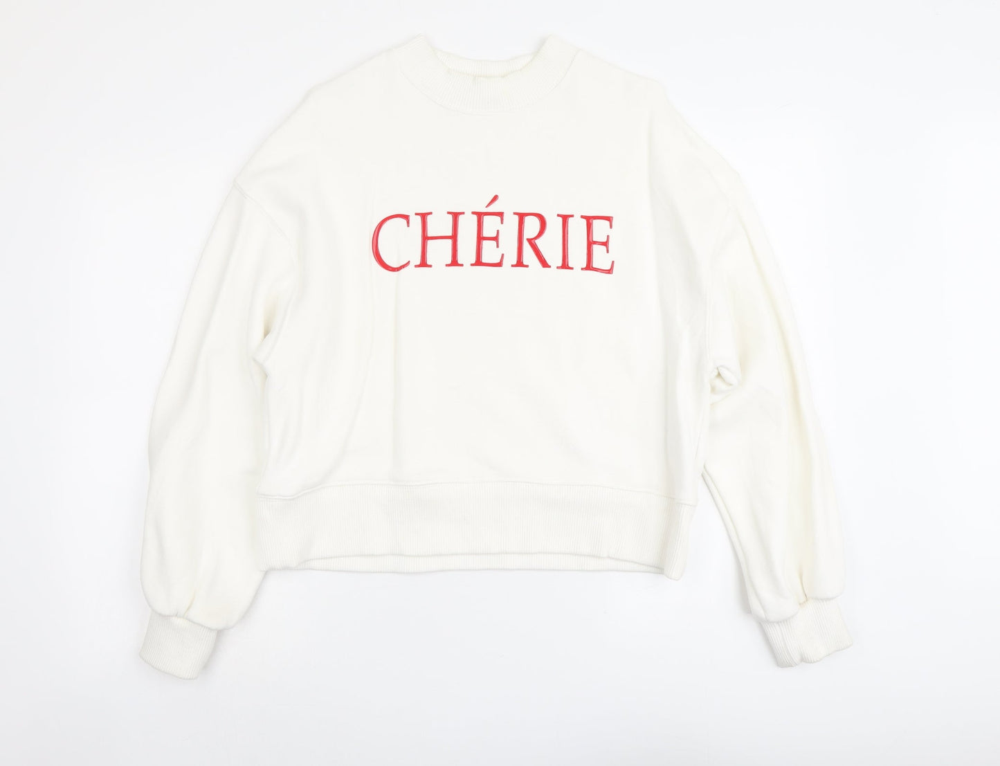 H&M Womens Ivory Cotton Pullover Sweatshirt Size S Pullover - Chèrie