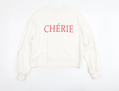 H&M Womens Ivory Cotton Pullover Sweatshirt Size S Pullover - Chèrie