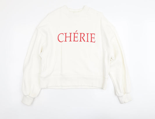 H&M Womens Ivory Cotton Pullover Sweatshirt Size S Pullover - Chèrie