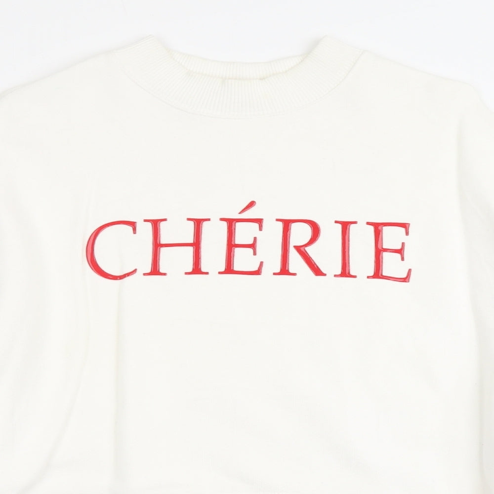 H&M Womens Ivory Cotton Pullover Sweatshirt Size S Pullover - Chèrie