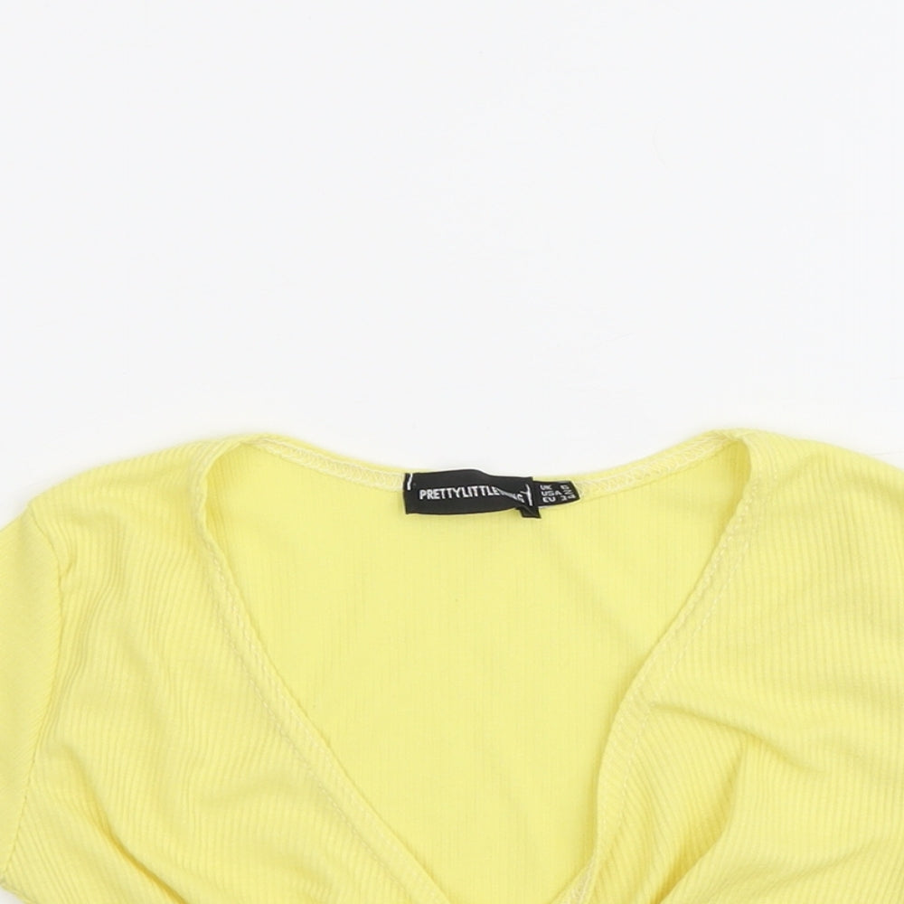 Womens UK Size 6 PRETTYLITTLETHING Yellow Cropped Tank