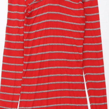 Dorothy Perkins Womens Red Striped Cotton Basic Blouse Size 8 V-Neck