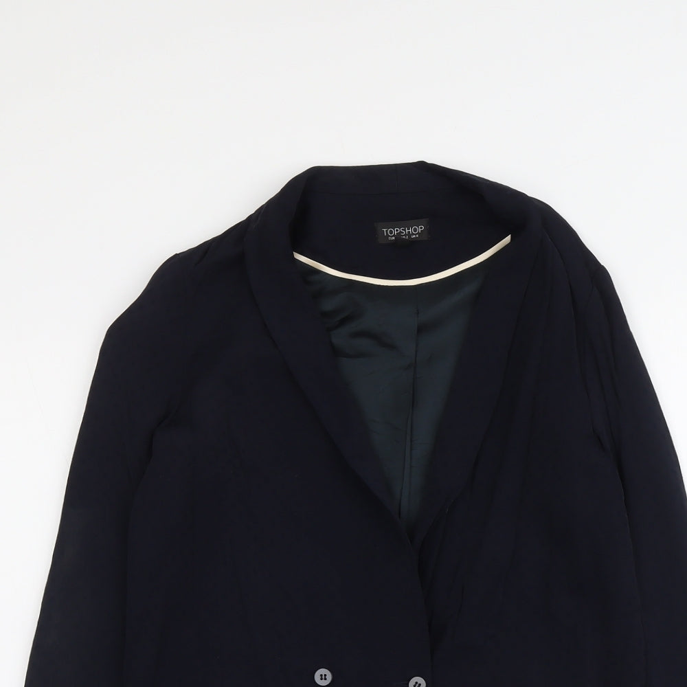Topshop Womens Blue Viscose Jacket Suit Jacket Size 6