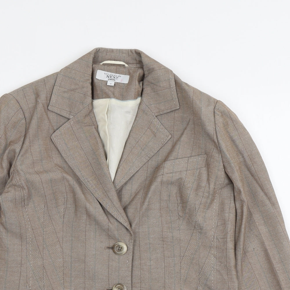 NEXT Womens Beige Striped Polyacrylate Fibre Jacket Suit Jacket Size 12