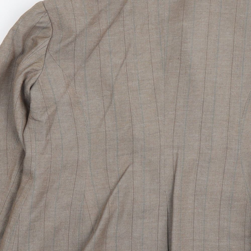 NEXT Womens Beige Striped Polyacrylate Fibre Jacket Suit Jacket Size 12