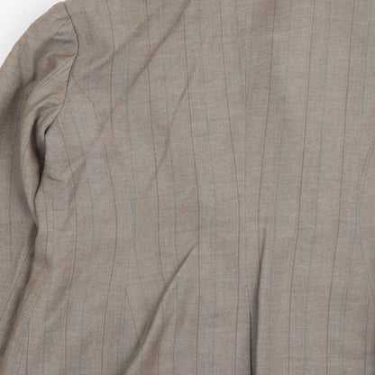 NEXT Womens Beige Striped Polyacrylate Fibre Jacket Suit Jacket Size 12