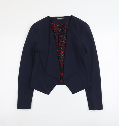 Only You Womens Blue Polyester Jacket Blazer Size 6