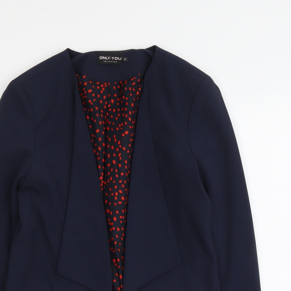 Only You Womens Blue Polyester Jacket Blazer Size 6