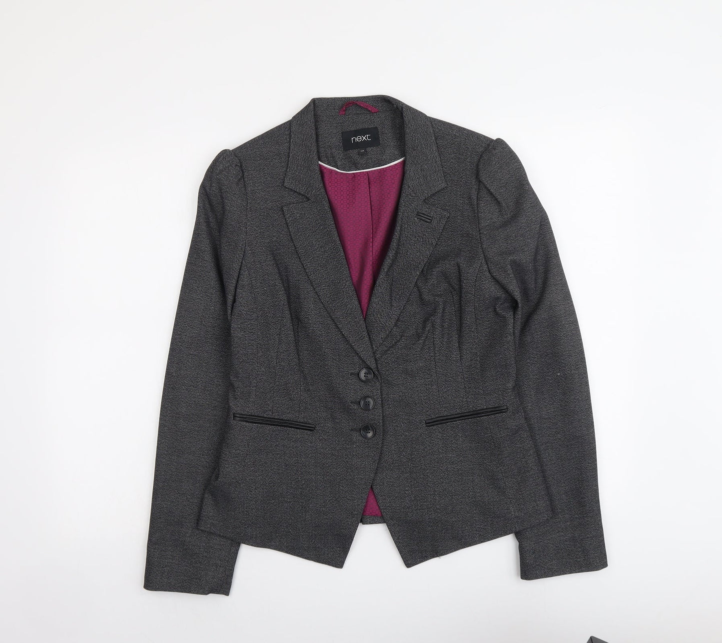 NEXT Womens Grey Polyester Jacket Suit Jacket Size 12