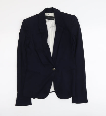 Zara Womens Blue Cotton Jacket Suit Jacket Size XS