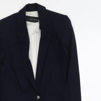 Zara Womens Blue Cotton Jacket Suit Jacket Size XS