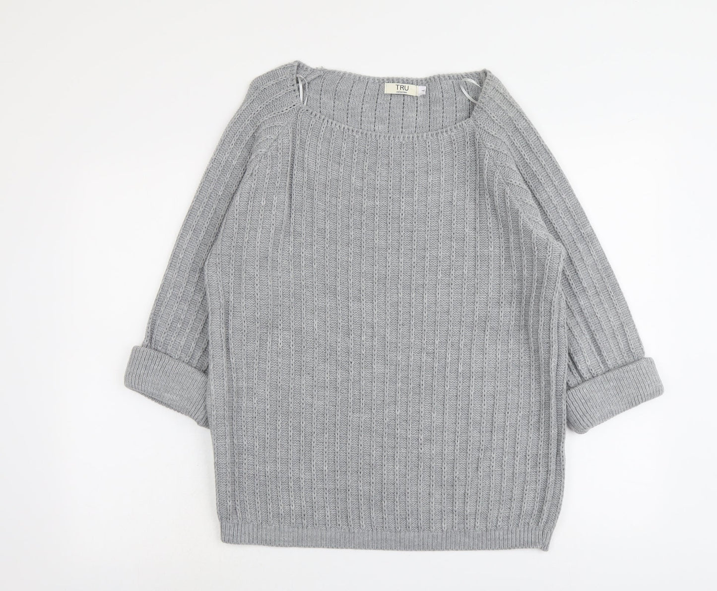 Womens UK Size L Tru Collection Grey Pullover Jumper