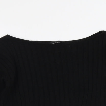 Boohoo Womens Black Round Neck Acrylic Pullover Jumper Size L