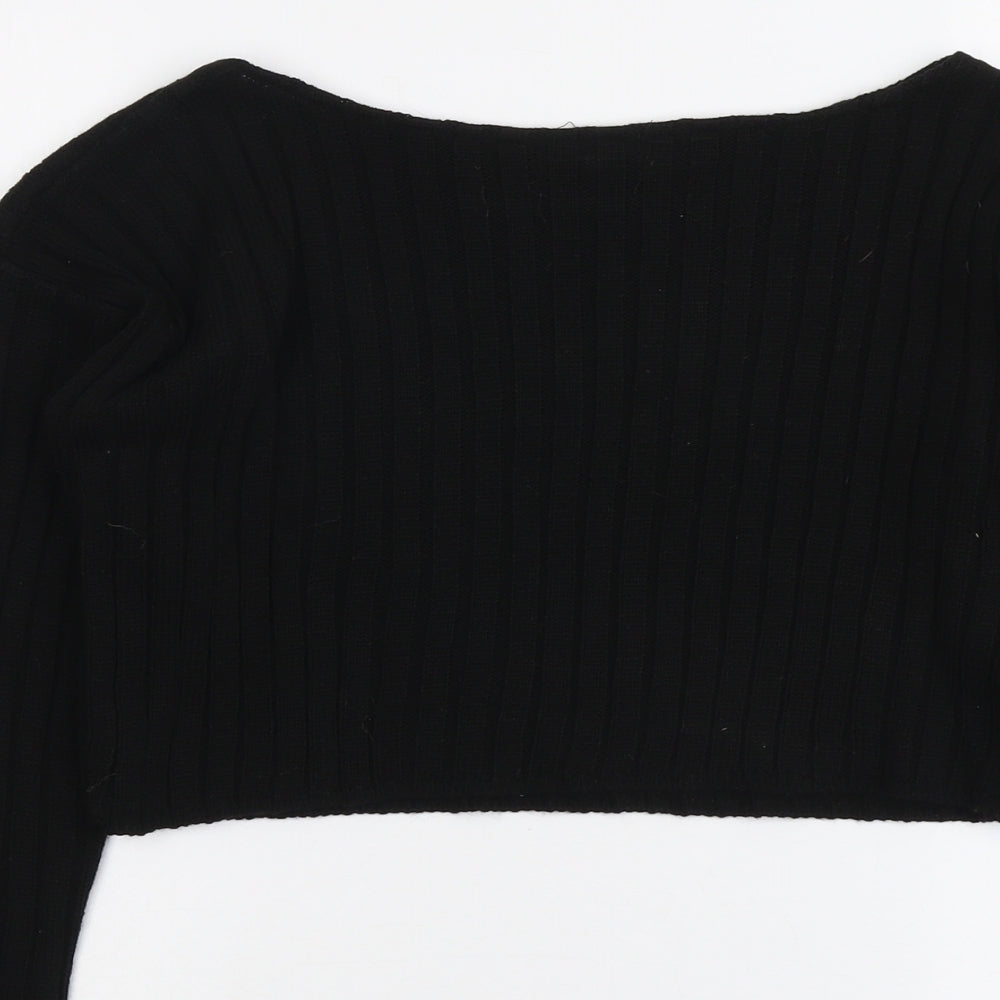 Boohoo Womens Black Round Neck Acrylic Pullover Jumper Size L
