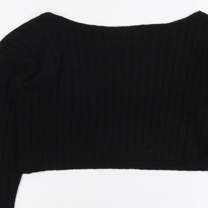 Boohoo Womens Black Round Neck Acrylic Pullover Jumper Size L