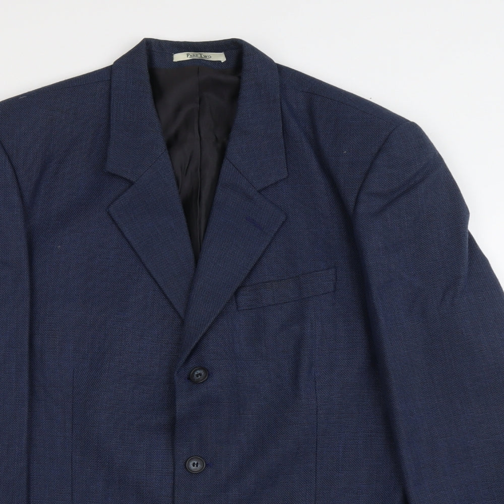 Part Two Mens Blue Polyester Jacket Suit Jacket Size L Regular