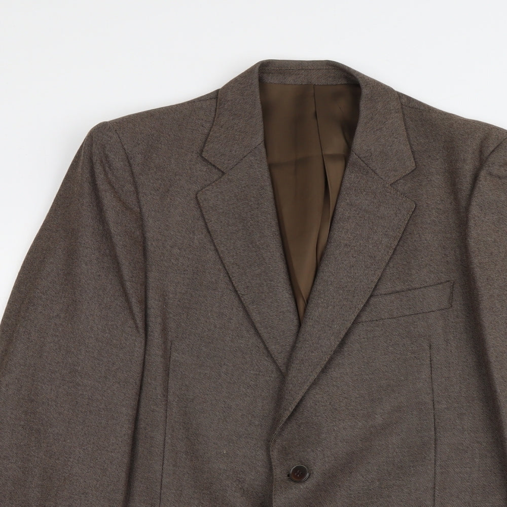 San Marco Mens Brown Geometric Polyester Jacket Blazer Size M Regular