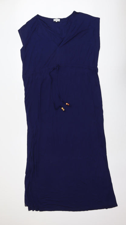 Pia Rossi Womens Blue Viscose Maxi Size M V-Neck Pullover