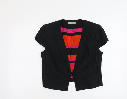 Marks and Spencer Womens Black Linen Jacket Blazer Size 12