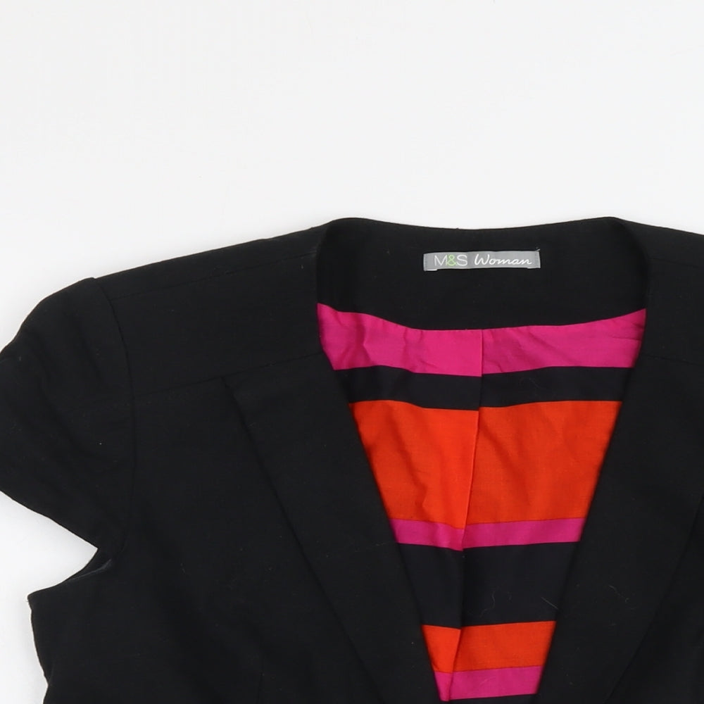 Marks and Spencer Womens Black Linen Jacket Blazer Size 12