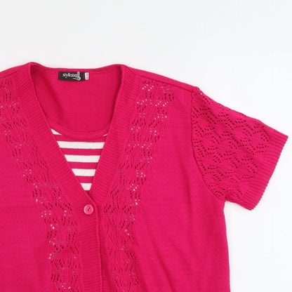 Stylisio Womens Pink Round Neck Acrylic Pullover Jumper Size S - Twin Set