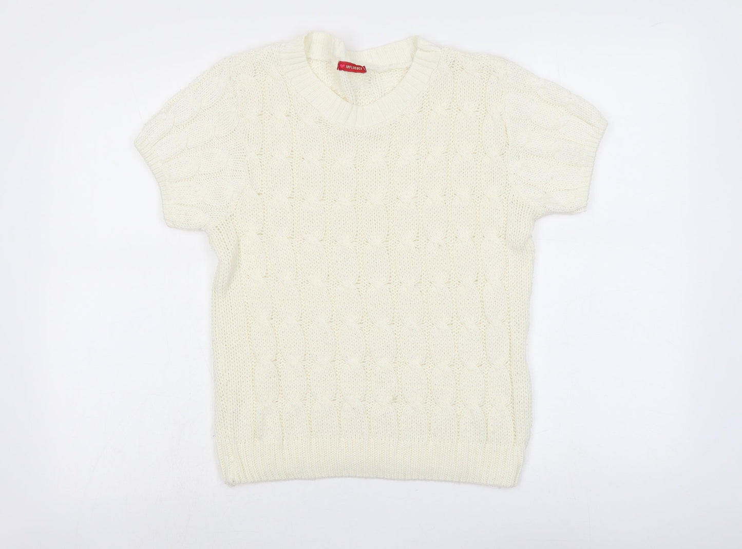 Influence Womens Ivory Round Neck Acrylic Pullover Jumper Size XS