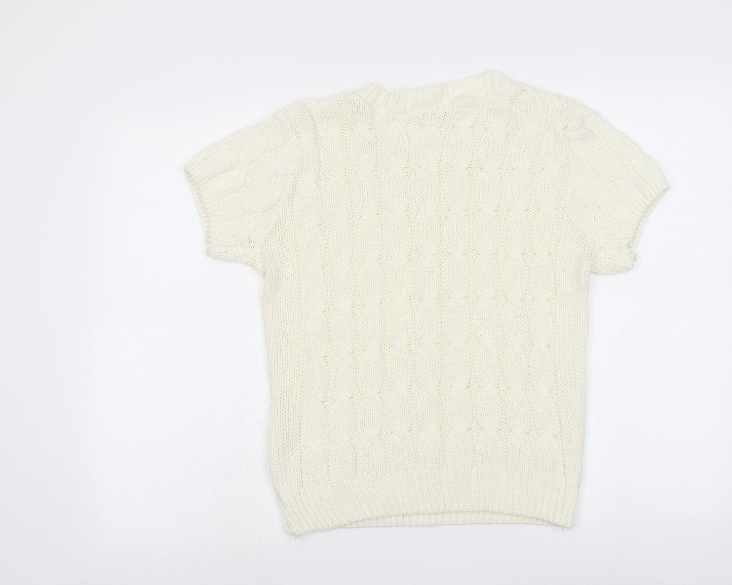 Influence Womens Ivory Round Neck Acrylic Pullover Jumper Size XS