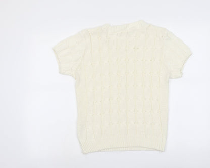 Influence Womens Ivory Round Neck Acrylic Pullover Jumper Size XS