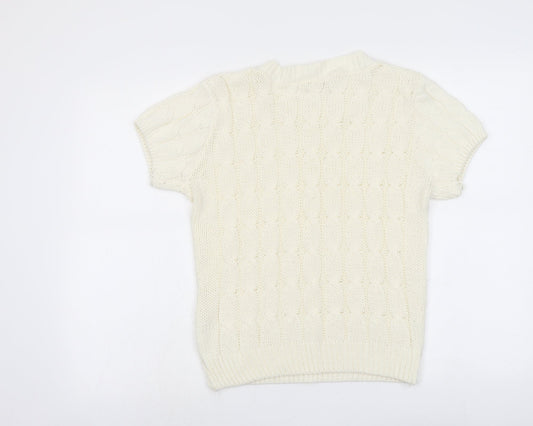 Influence Womens Ivory Round Neck Acrylic Pullover Jumper Size XS