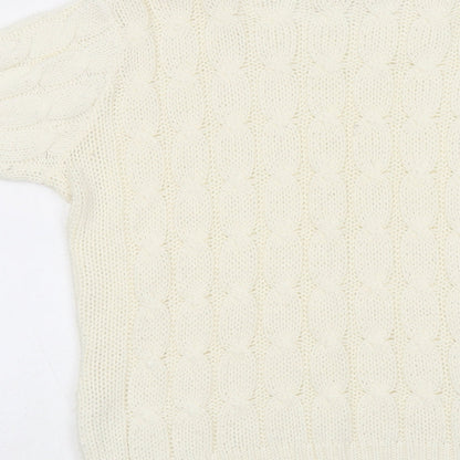 Influence Womens Ivory Round Neck Acrylic Pullover Jumper Size XS