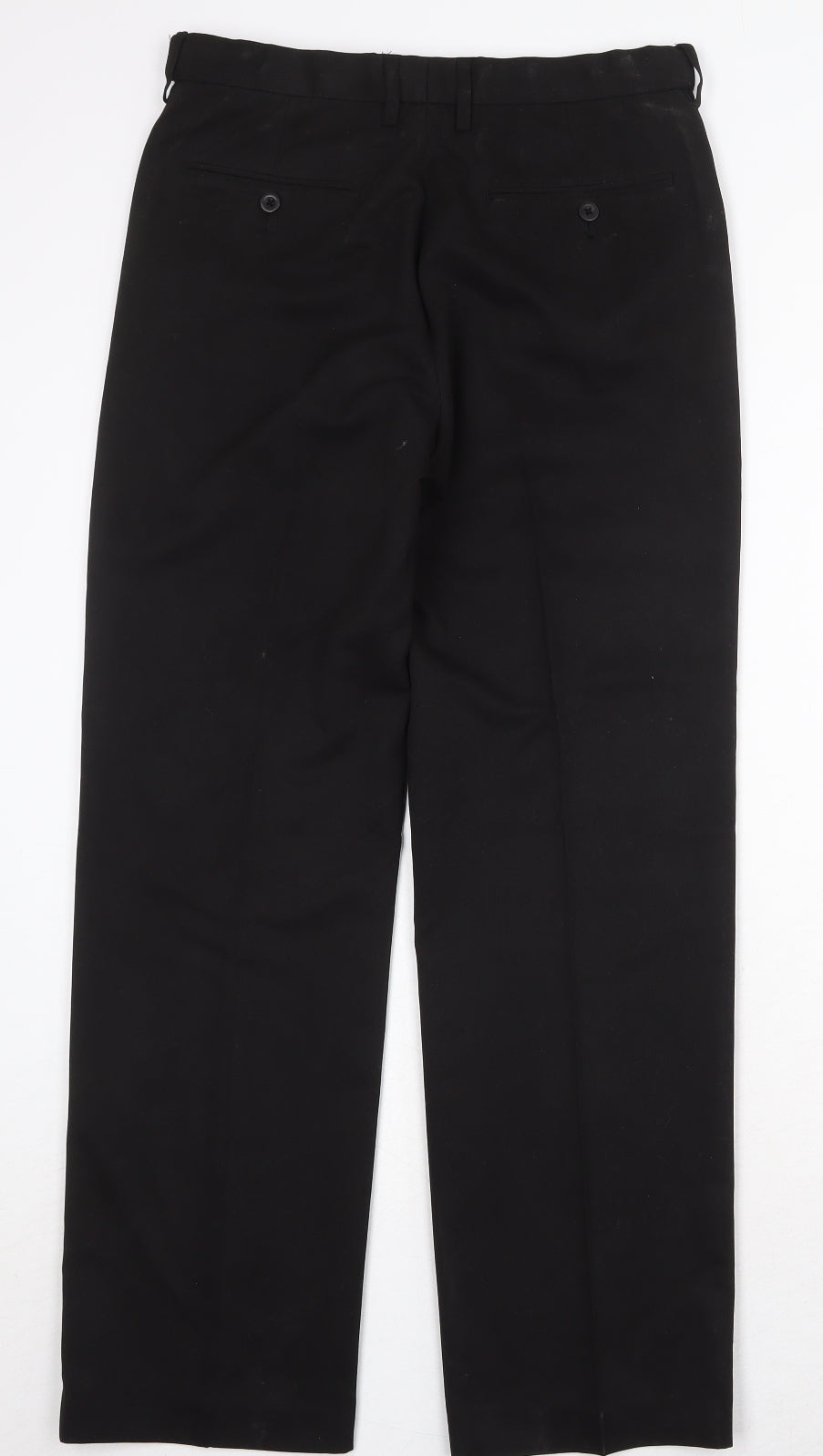 Jack Reid Mens Black Polyester Trousers Size 30 in Regular Zip