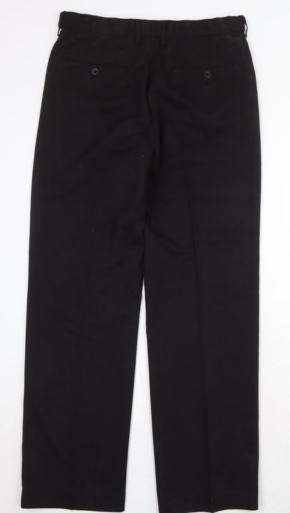 Jack Reid Mens Black Polyester Trousers Size 30 in Regular Zip
