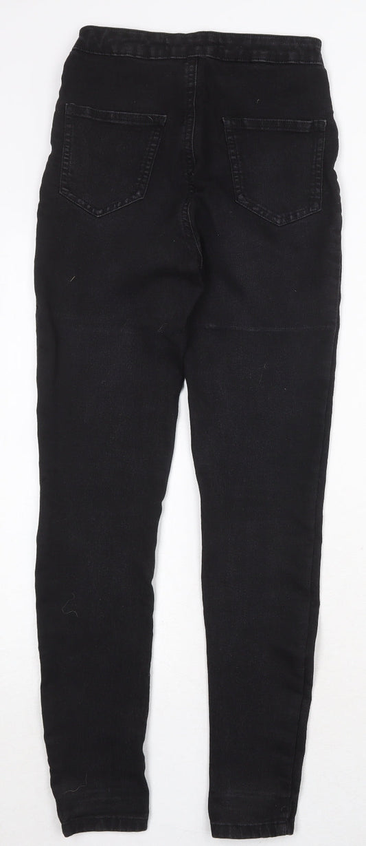 Dunnes Stores Womens Black Cotton Skinny Jeans Size 10 Regular Zip